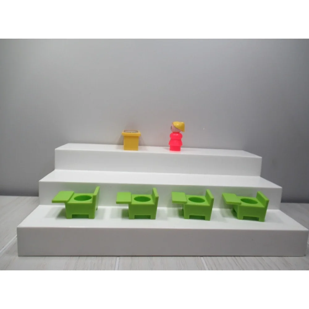 Fisher Price Vintage Little People Red school teacher green chairs yellow desk